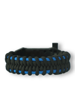 Zwart & blauw Paracord-armband Dubble met vuurstarter, kompas en fluitje